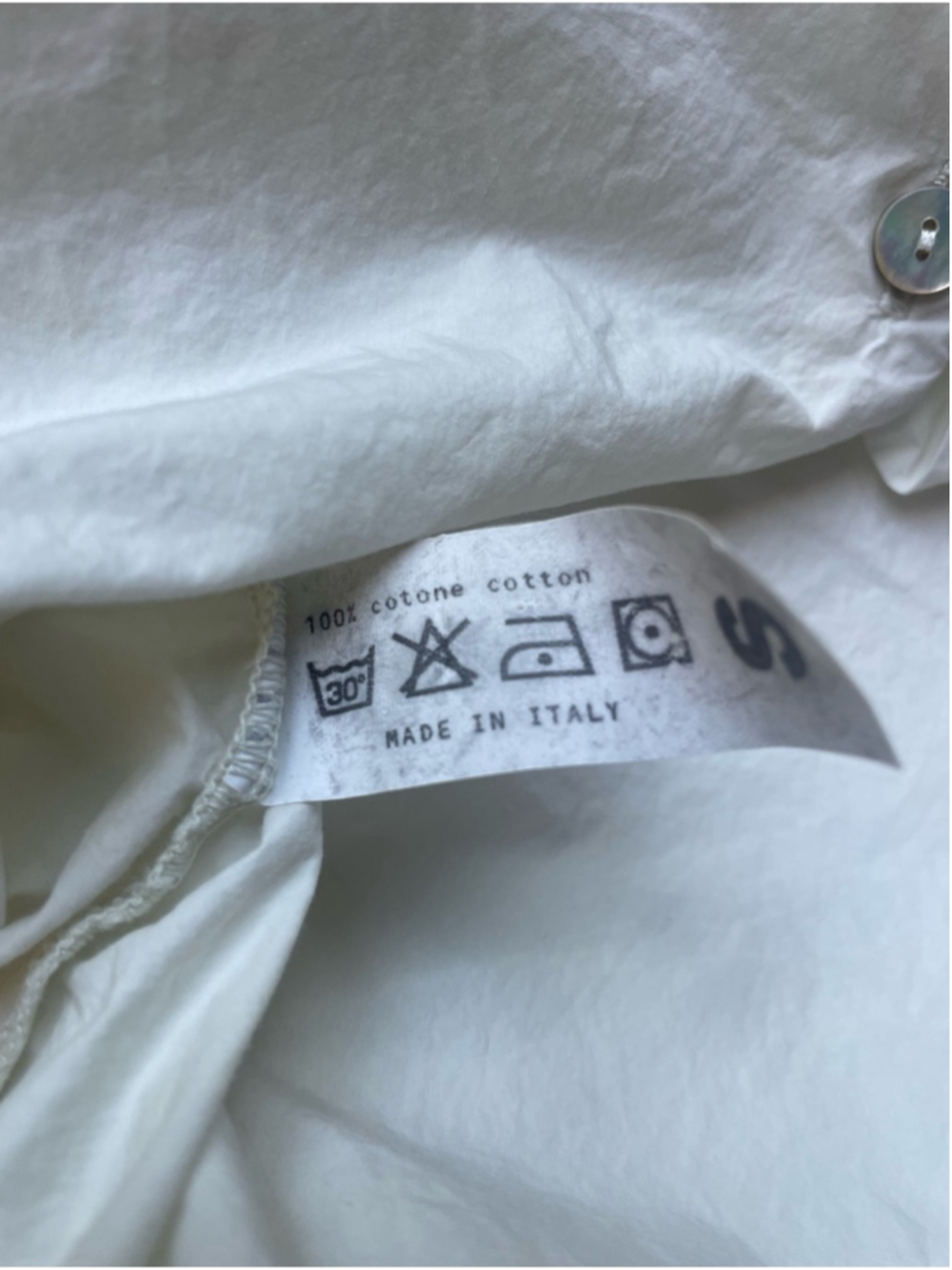 Album Di Famiglia Cotton Boxy Button-Up Shirt Italy Oversized small off white - Picture 6 of 10